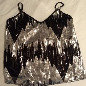 Black and silver sequin top